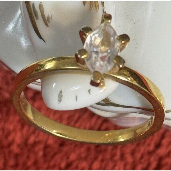 -RING VTG Nevada Mines Engagement Gold Tone Size 10 With A CZ Stone. - Picture 4 of 6